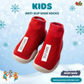 Vibrant Red "SELF-CARE" Minimalist Kids Anti-Slip Shoe Socks