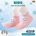 Soft Pink Sleeping Bear Kids Anti-Slip Shoe Socks