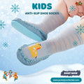 Playful Giraffe Grey Kids Anti-Slip Shoe Socks