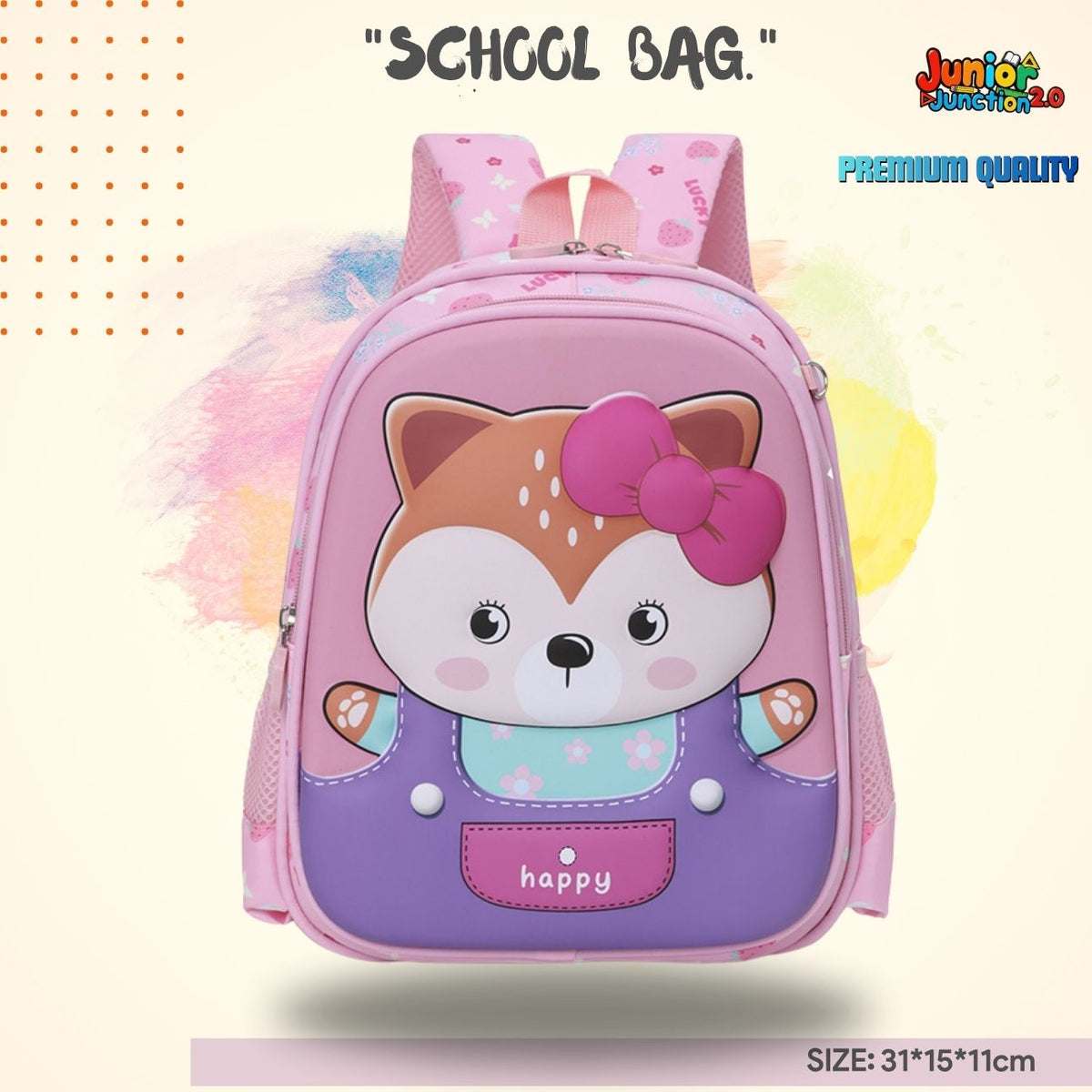 Sweet Bow Fawn 3D Character School Bag (Bubblegum Pink) 🎒🦌✨