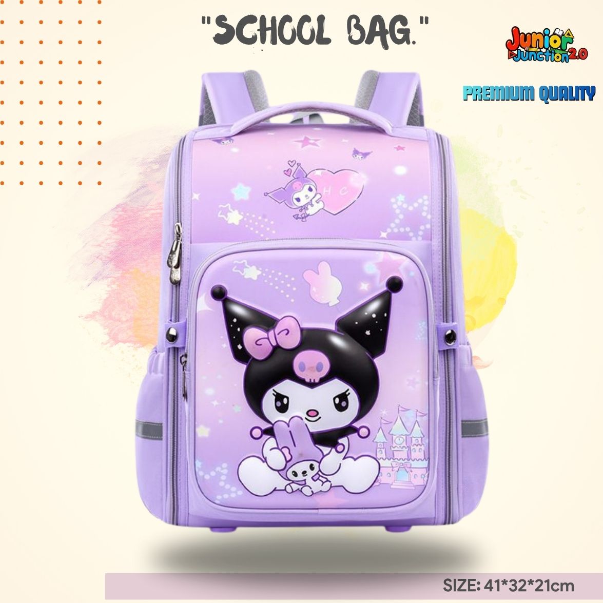 💜 Magical Pastel Jester & Castle Purple School Bag