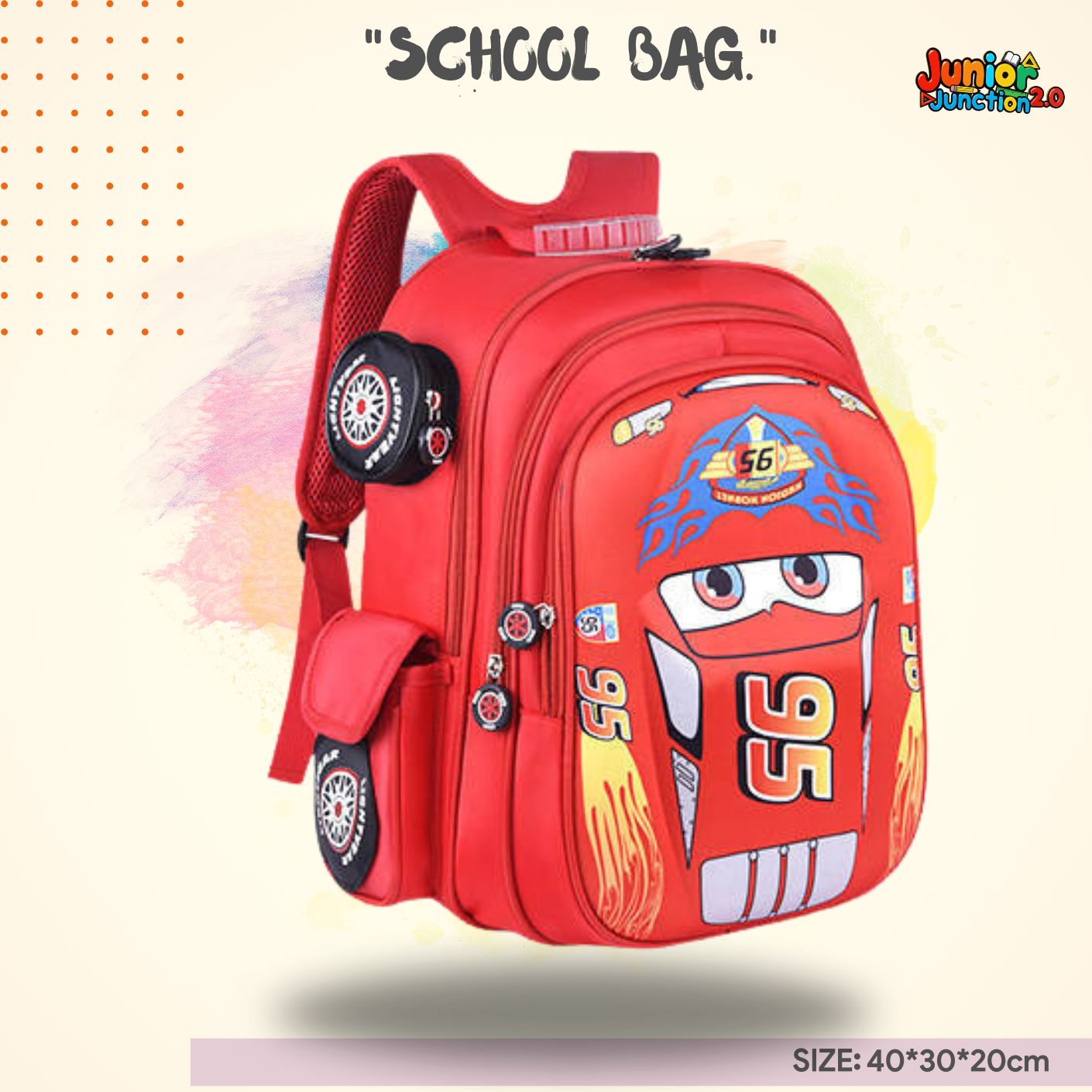 ⚡ "Racing Red" Speedster Premium 3D School Bag 🎒🏎️