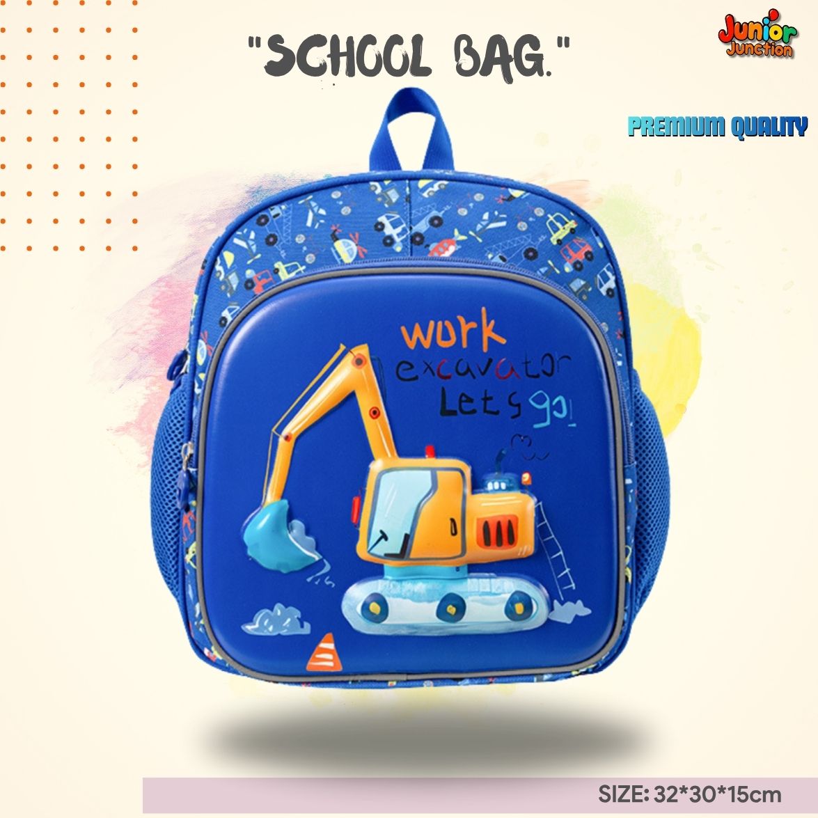 Construction Excavator Work School Bag