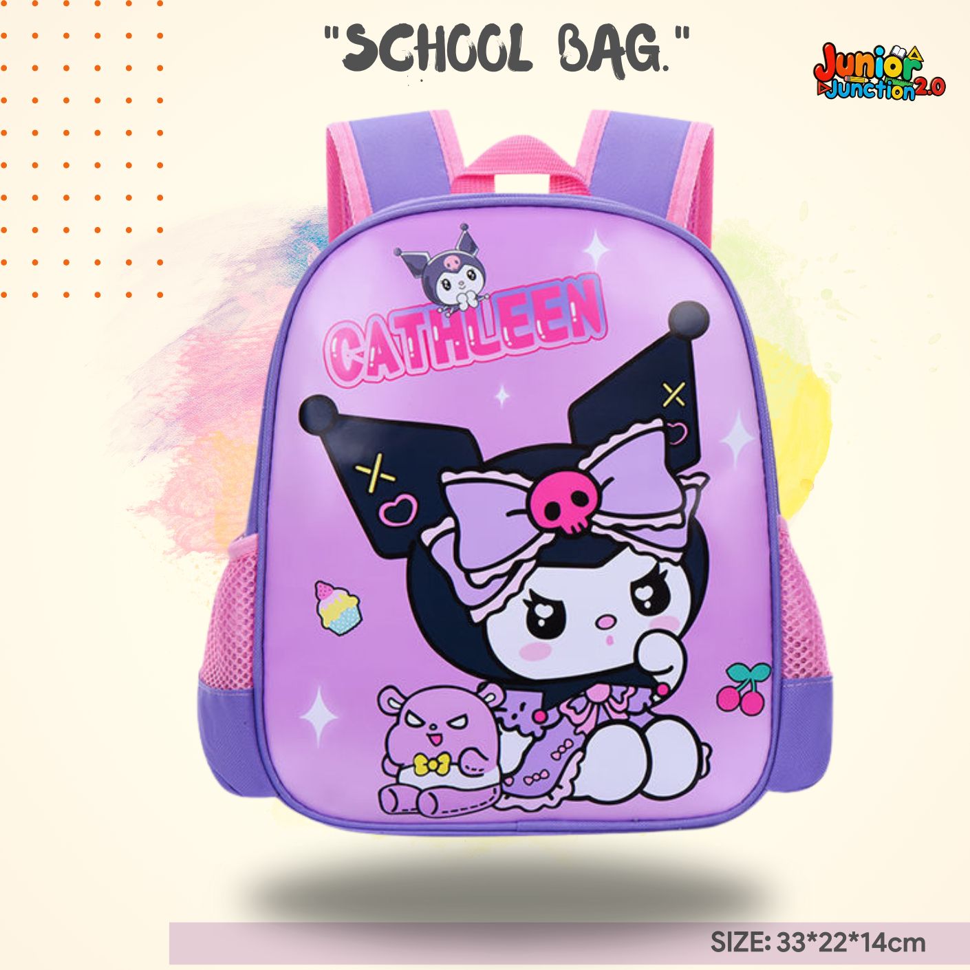 ✨ "Lavender Bow" Kuromi Cathleen Premium 3D School Bag 🎀💜