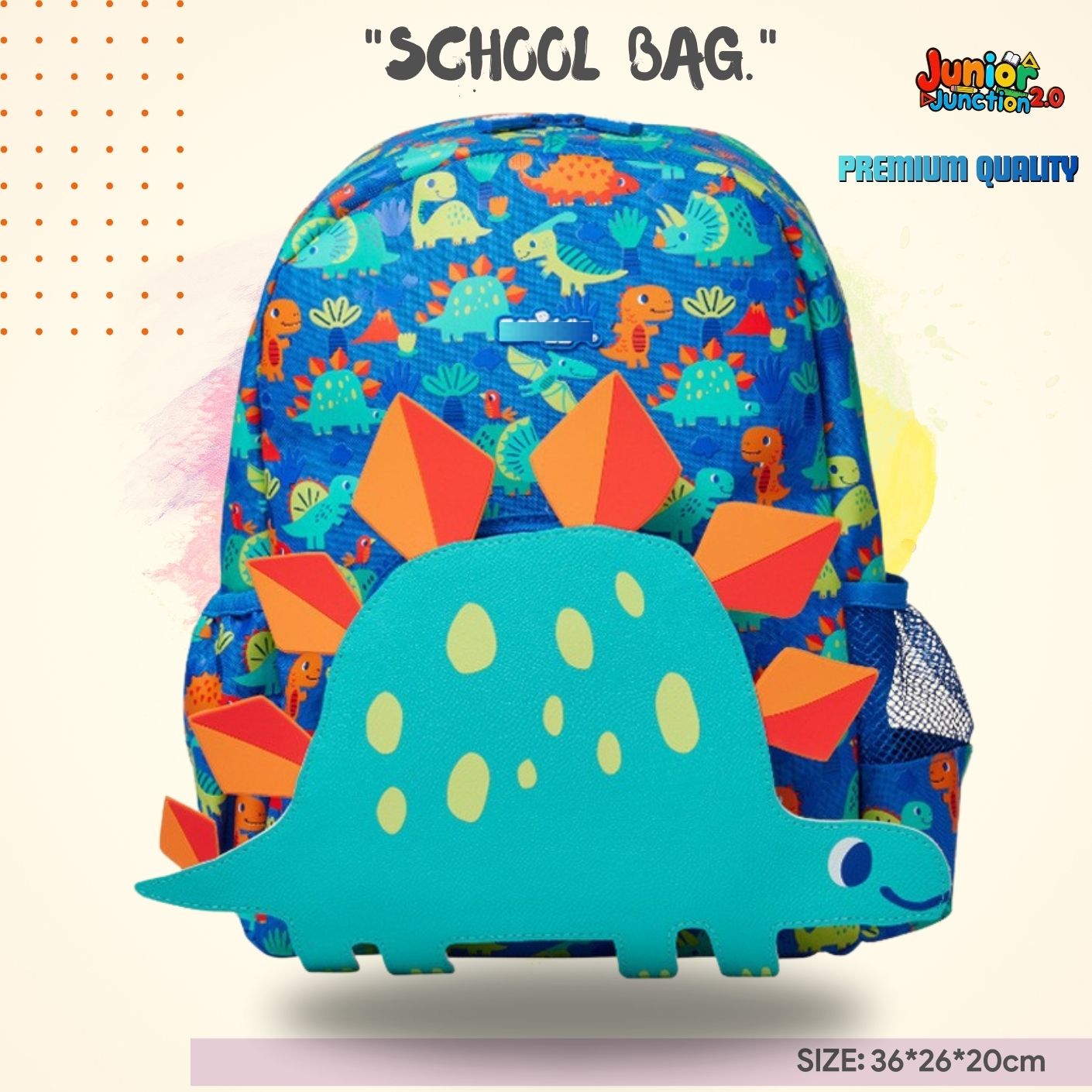 $miggle "Stego-Stomp" 3D Adventure School Bag (Sky Blue & Dino Friends) 🎒