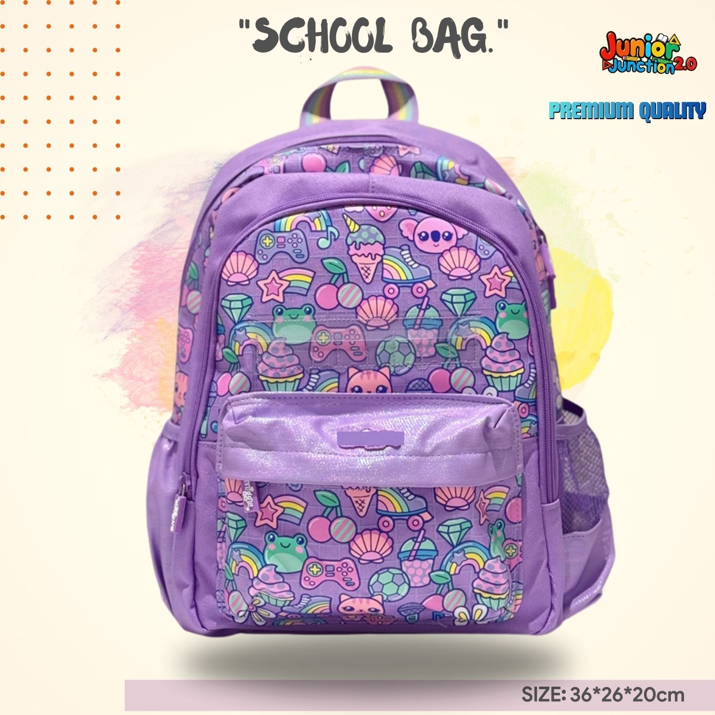 $miggle "Kawaii Dreams" Multi-Icon School Bag (Lilac Lavender & Pastel Pop) 🎒