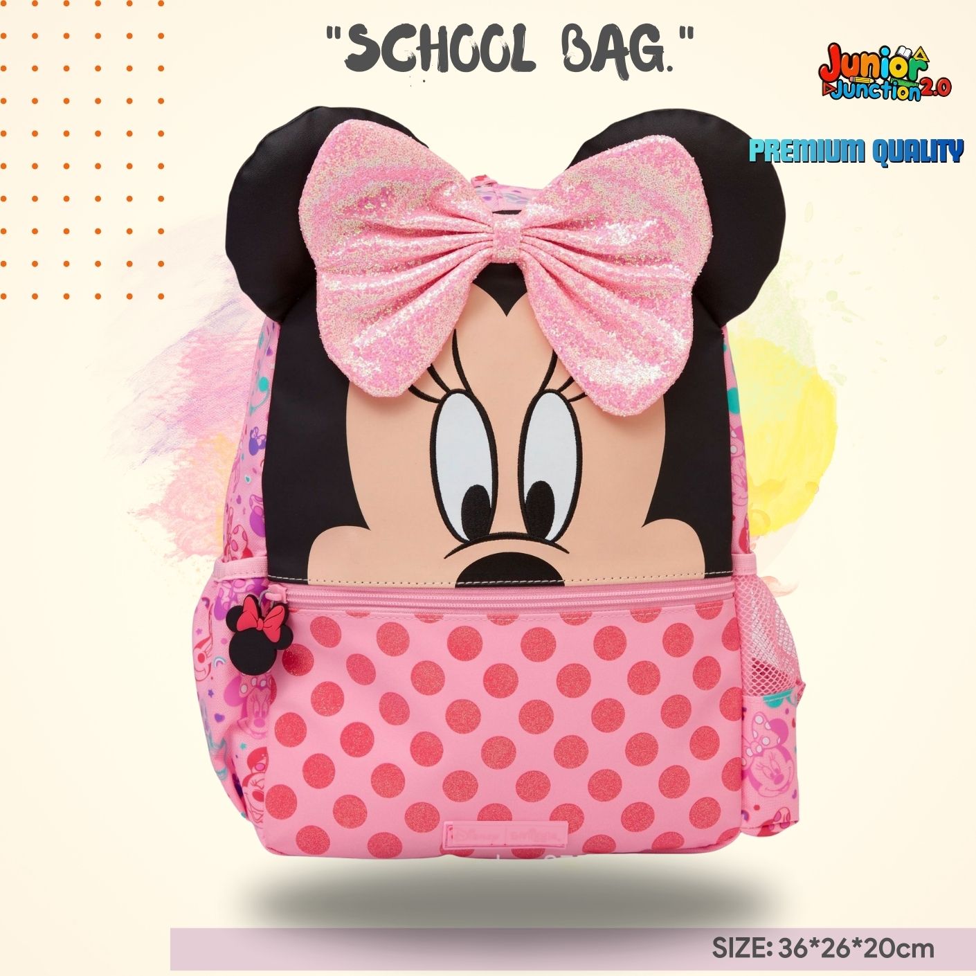 $miggle "Sparkle Bow" 3D Adventure School Bag (Soft Pink & Polka Dot) 🎒