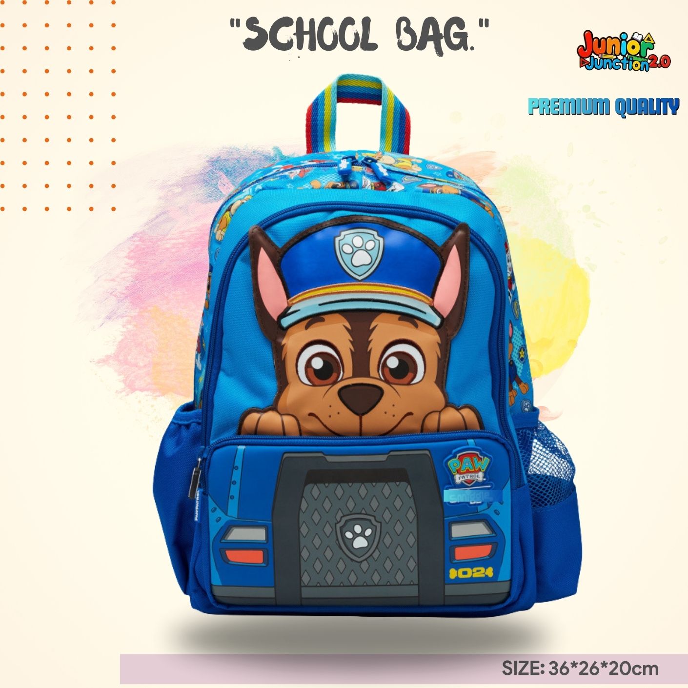 $miggle "Chase is on the Case" 3D Hero School Bag (Police Blue & Cyan) 🎒