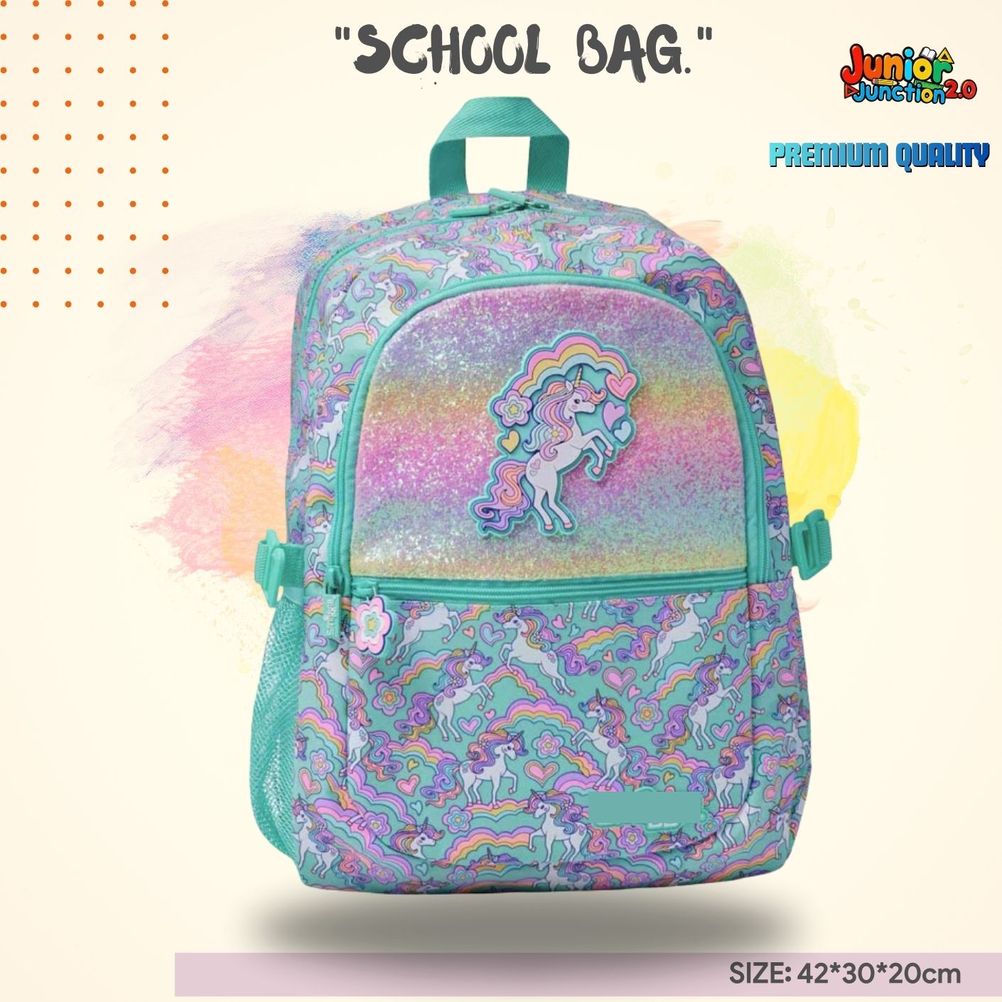 $miggle "Unicorn Sparkle" Rainbow Glitter School Bag (Mint Green & Pastel Magic) 🎒