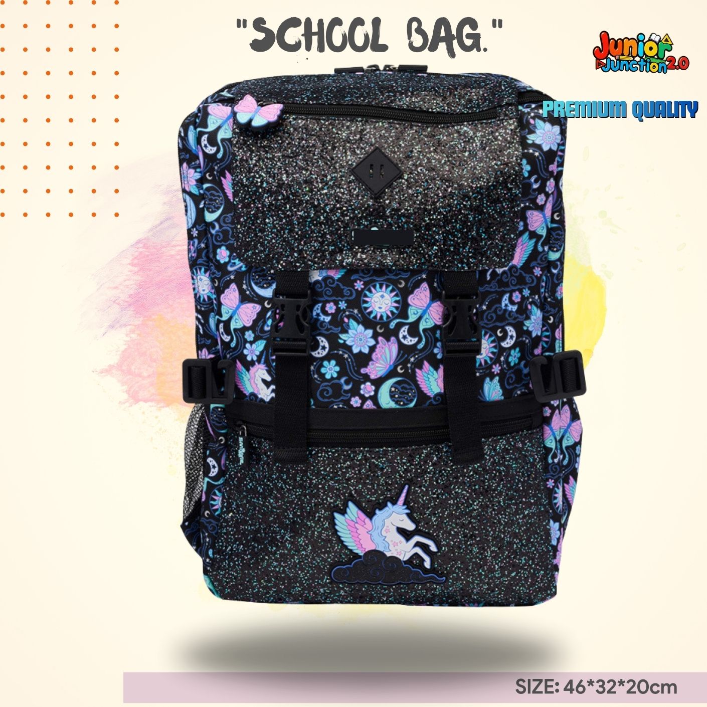 $miggle "Stellar Butterfly" Midnight Sparkle Backpack (Celestial Black & Glitter) ✨🦋