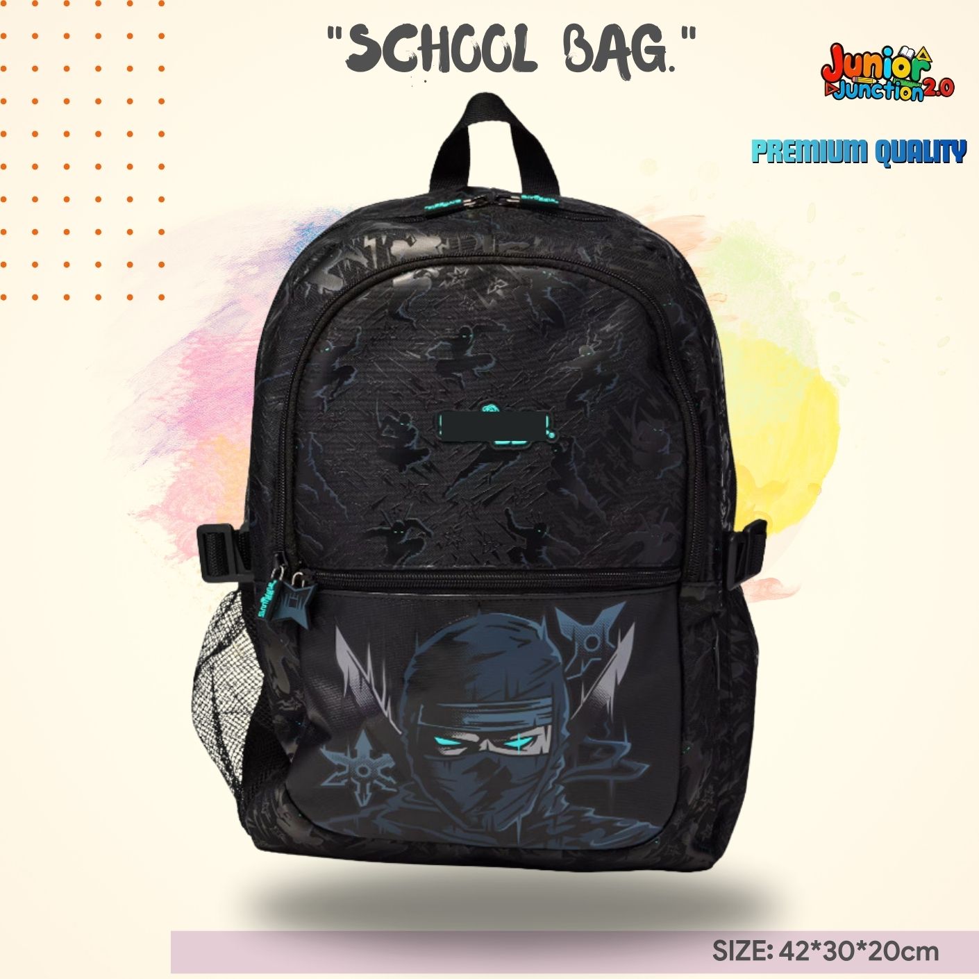 $miggle "Shadow Ninja" Stealth Mission School Bag (Midnight Onyx & Electric Teal) 🎒
