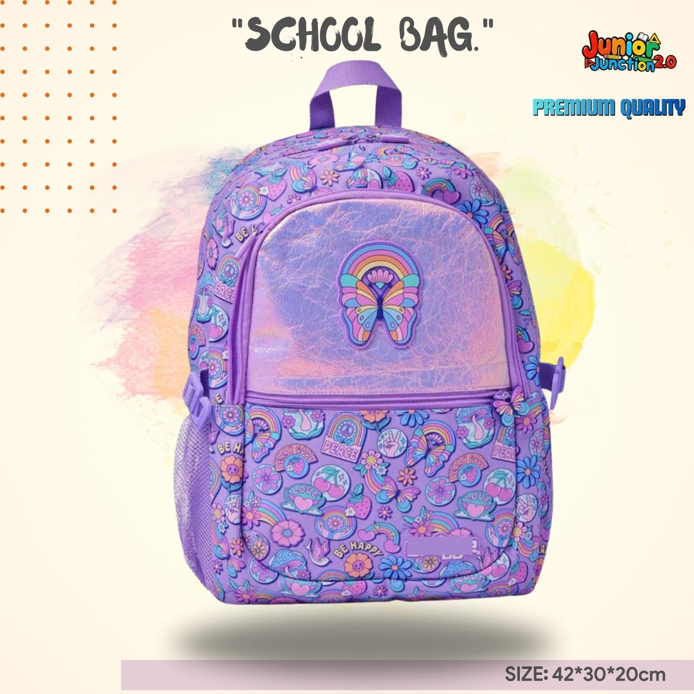 $miggle "Butterfly Bliss" Iridescent Adventure School Bag (Pastel Lavender & Retro Pop) 🎒