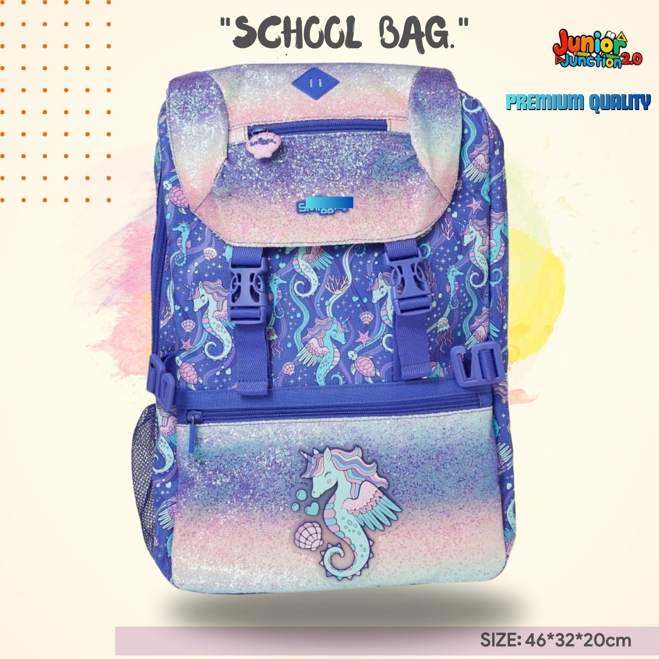 $miggle "Sea-Horse Magic" Sparkle Explorer School Bag (Ombre Glitter & Indigo Dream) 🎒
