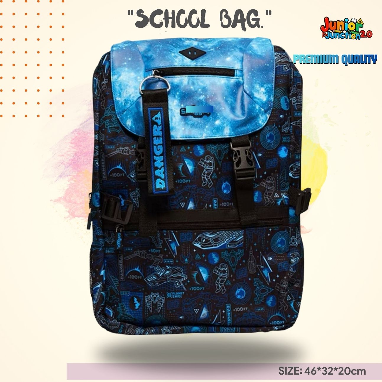 $miggle "Deep Space Danger" Galactic Explorer School Bag (Nebula Blue & Cosmic Black) 🎒