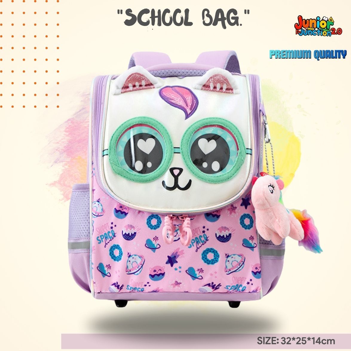 🎒 Stylish Glasses Cat School Bag