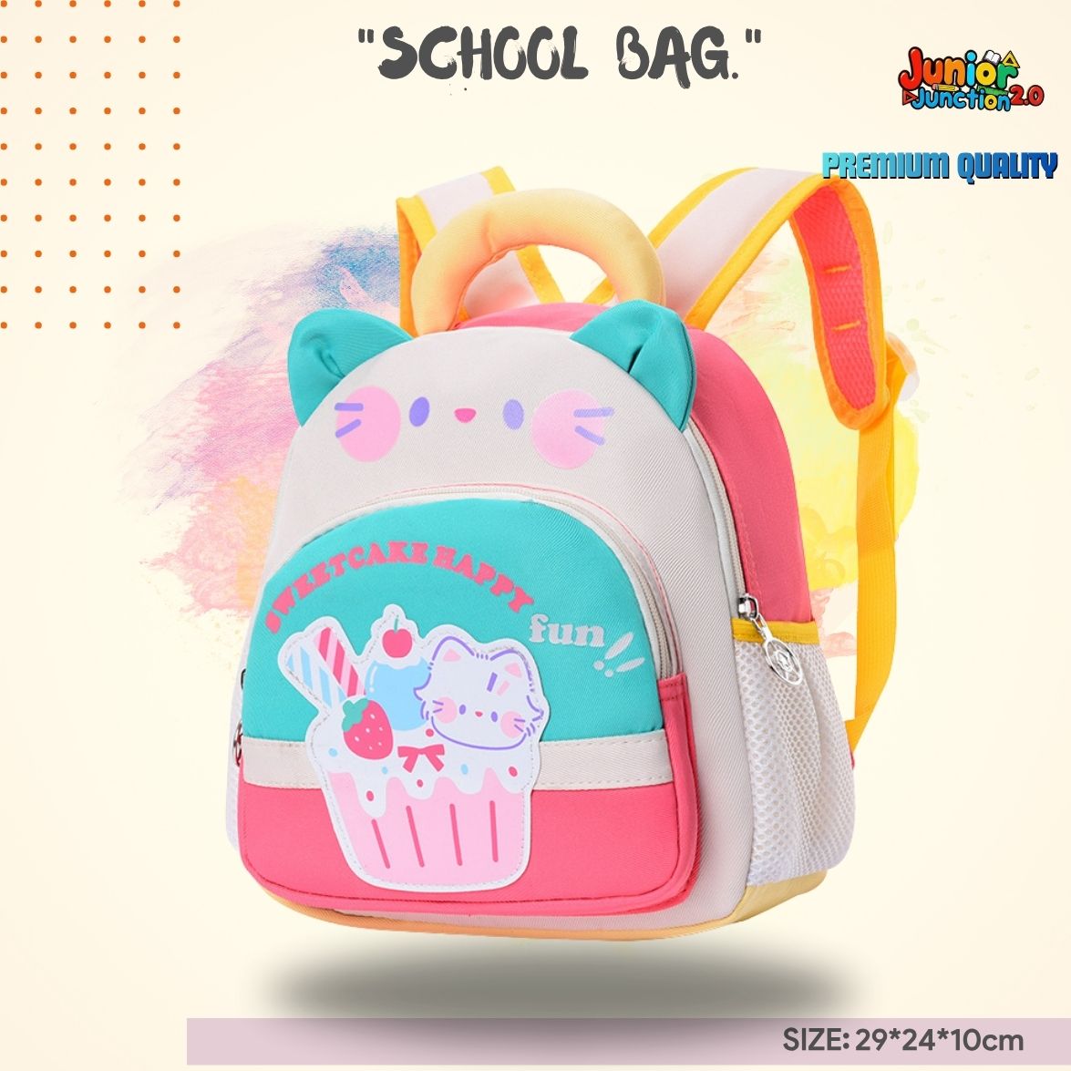 🎒 Sweet Kitty & Ice-Cream Cupcake School Bag