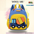 🚚 Construction Cement Mixer Theme Premium Toddler Backpack (Bright Blue & Yellow)