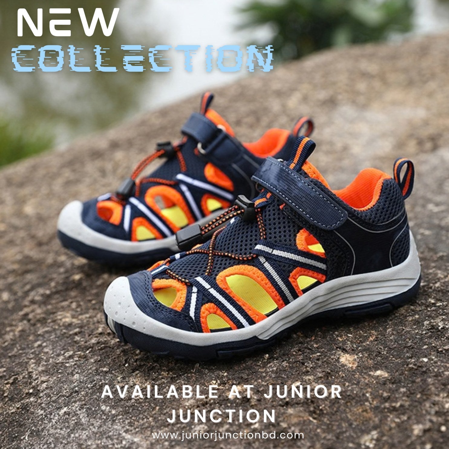 👡 Kids Horizon Trail Sport Sandals – Deep Navy & Solar Orange
