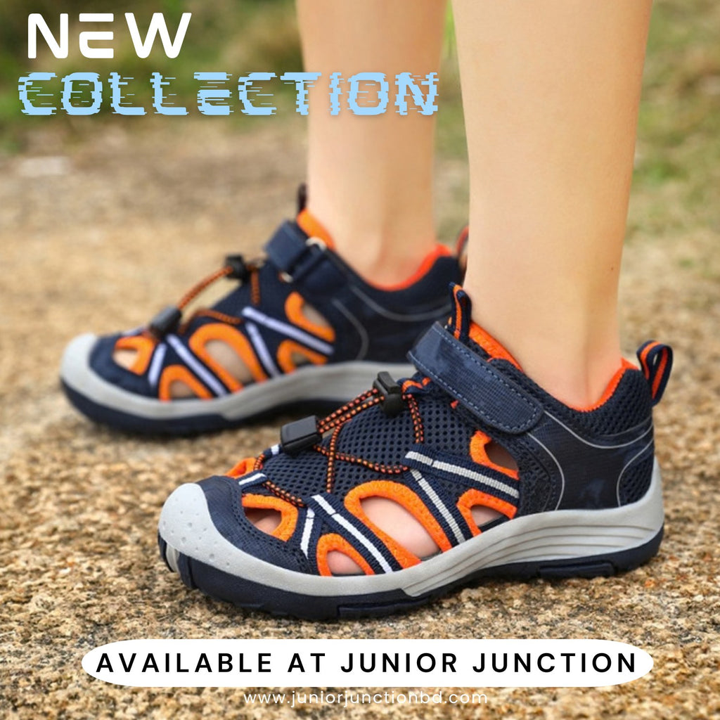 👡 Kids Horizon Trail Sport Sandals – Deep Navy & Solar Orange