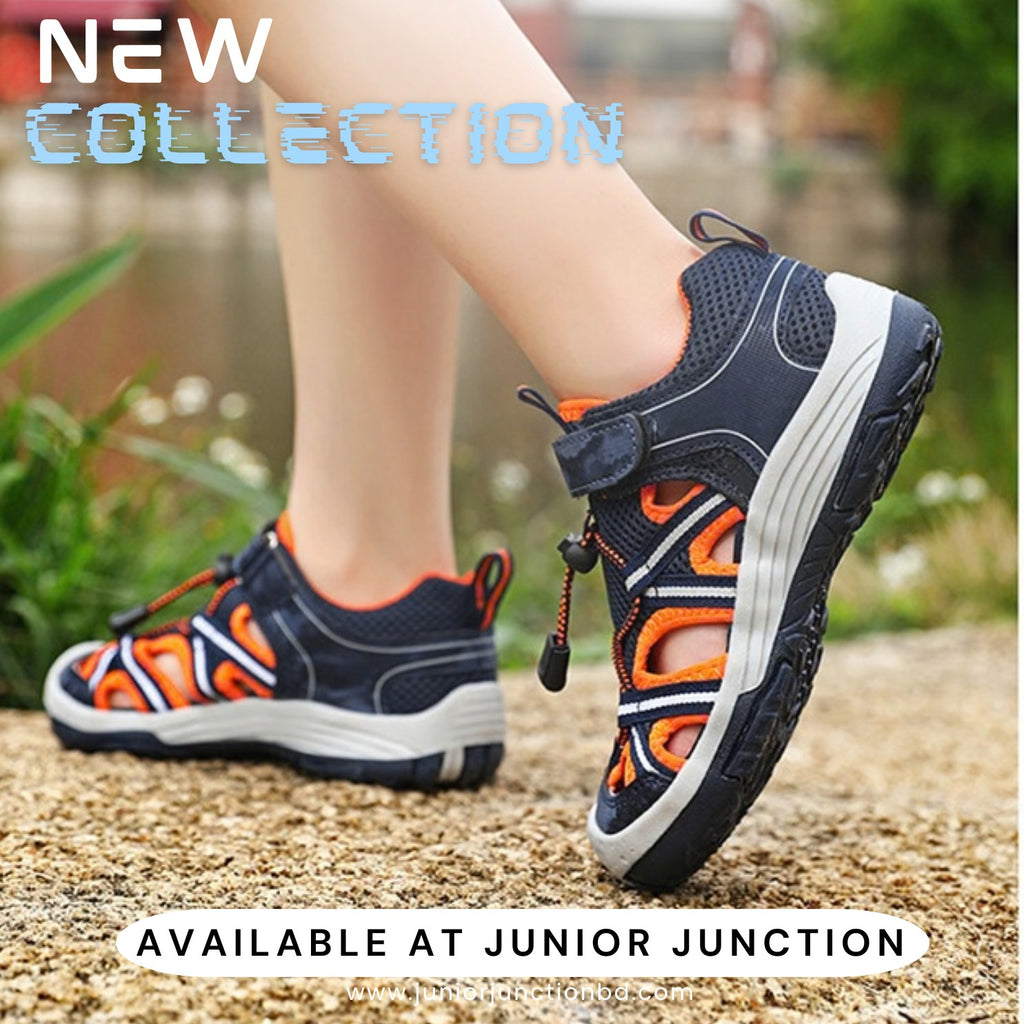 👡 Kids Horizon Trail Sport Sandals – Deep Navy & Solar Orange