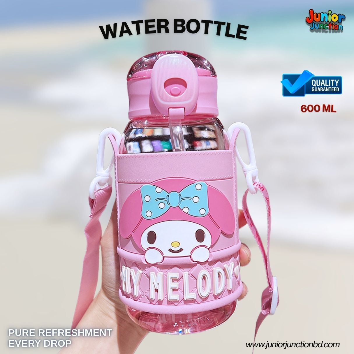 🚀🐰 "My Melody Diamond Lattice" Premium Kids Character Water Bottle (Rose Pink Edition) 🥤