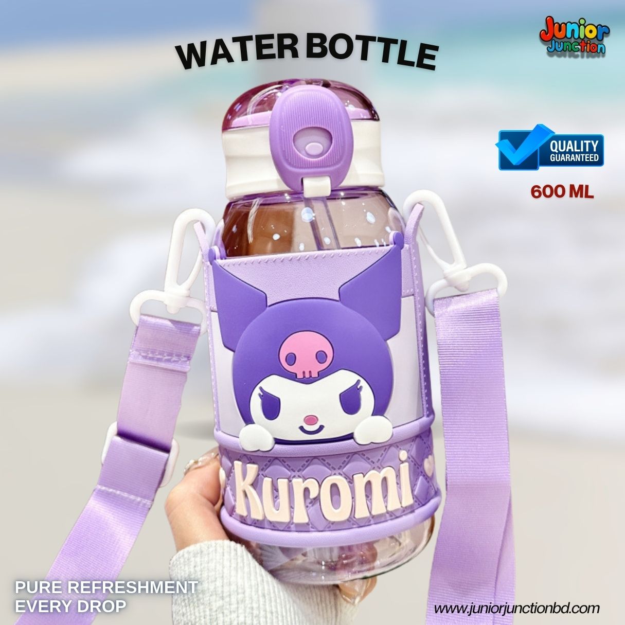 🚀💜 "Kuromi Lavender Pop" Premium Kids Character Water Bottle (Pastel Orchid Edition) 🥤