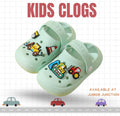 🚜 Kids Construction Zone Clogs – Mint Green