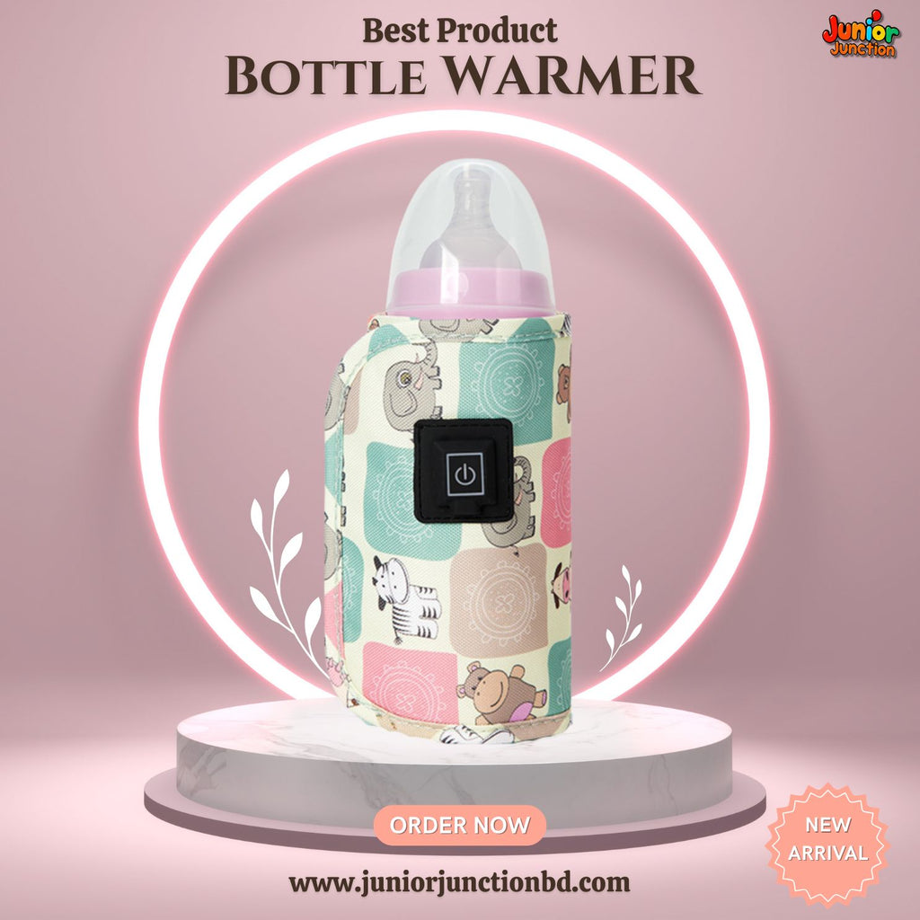 🍼 Portable USB Smart Baby Bottle Warmer – Block Print Safari Edition