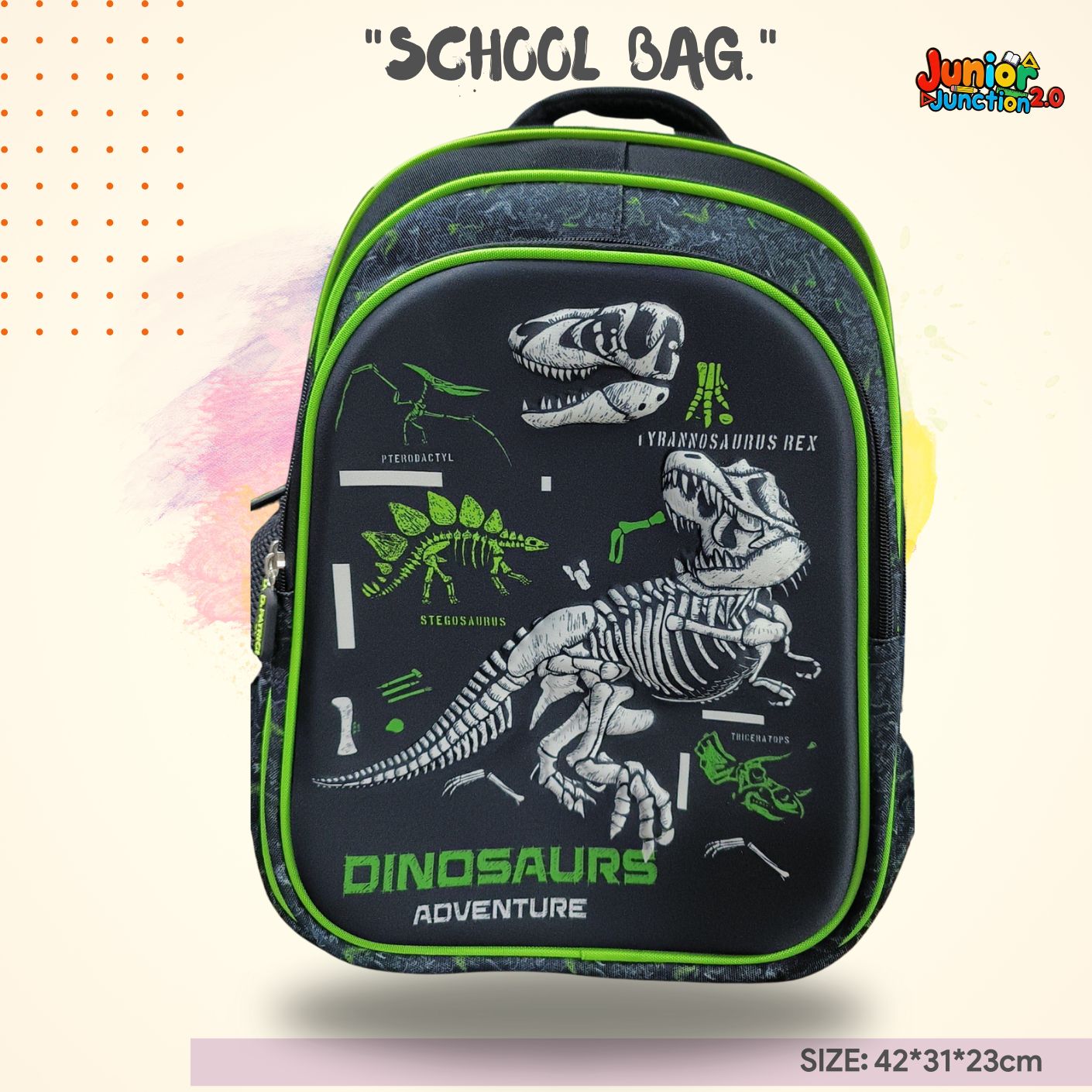 🦖 "Dino Adventure" Fossil Edition Premium School Bag 🦴🌿