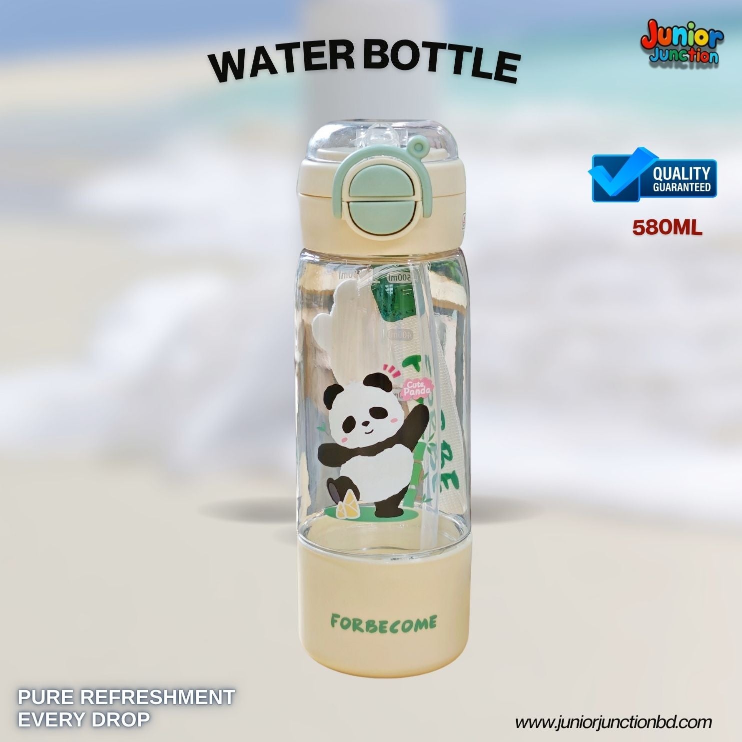 🐼 Cute Panda Straw Water Bottle