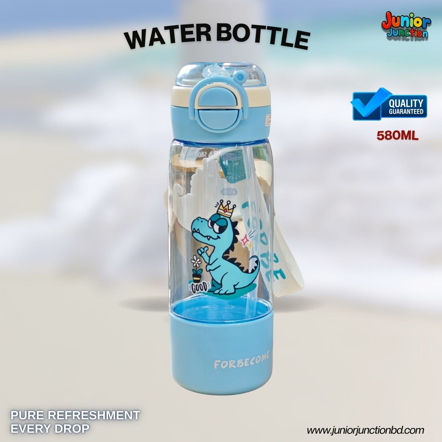 👑 Royal Crown Dino Straw Water Bottle