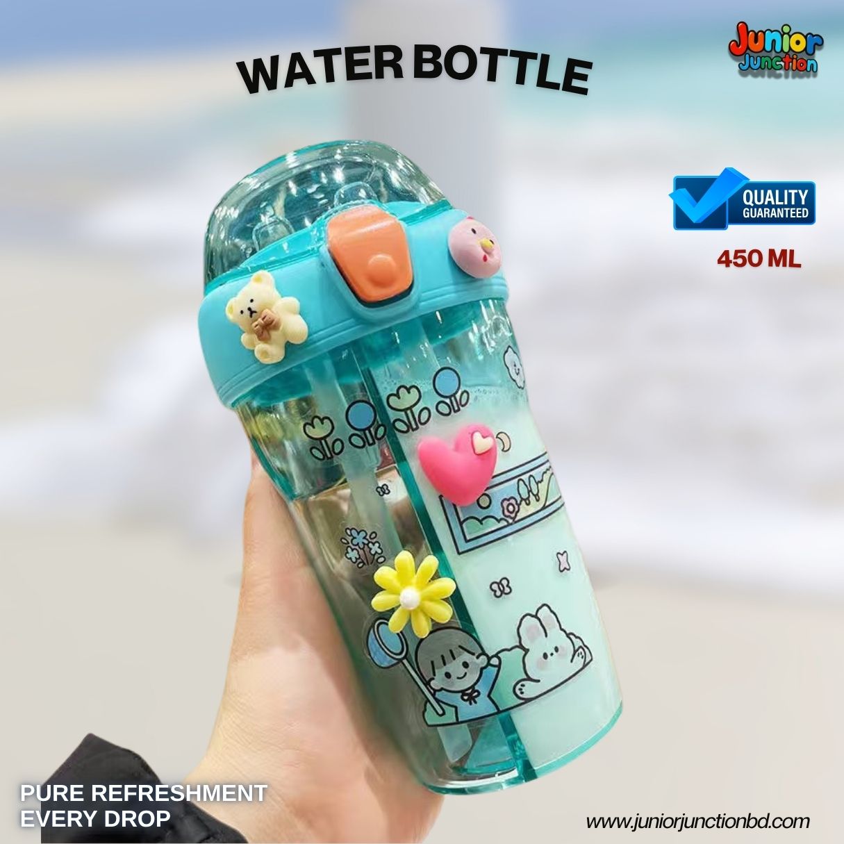 🚀🌊 "Sunny Meadow Dual-Flavor" Premium Kids 2-in-1 Dual Compartment Water Bottle (Ocean Teal Edition) 🥤