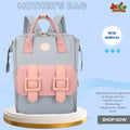 🌟 Urban-Mom Multi-Function Backpack – Soft Grey & Pastel Pink