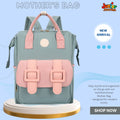 🌟 Urban-Mom Multi-Function Backpack – Mint Green & Pastel Pink