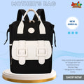 🌟 Urban-Mom Multi-Function Backpack – Classic Black & Cream Contrast