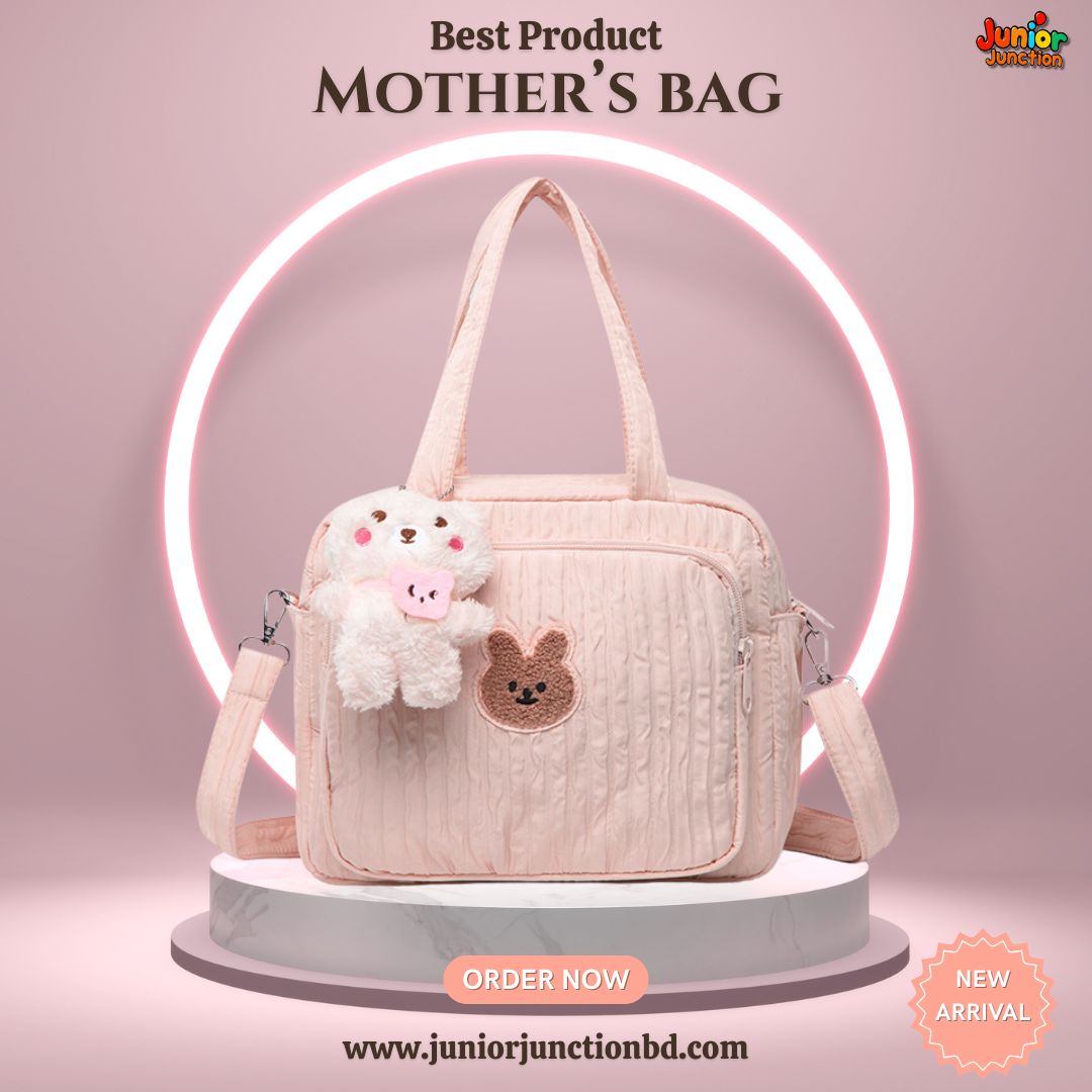 👜 Premium Compact Mother’s Handbag & Crossbody – Pastel Pink Teddy Edition