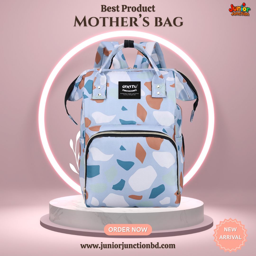 🎒 Premium Multi-Functional Mother’s Backpack – Modern Terrazzo Edition