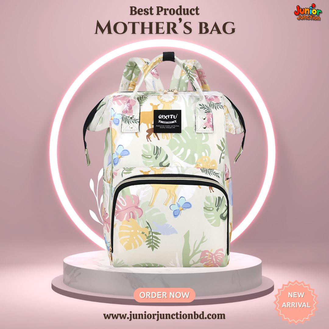 🎒 Premium Multi-Functional Mother’s Backpack – Tropical Forest Edition