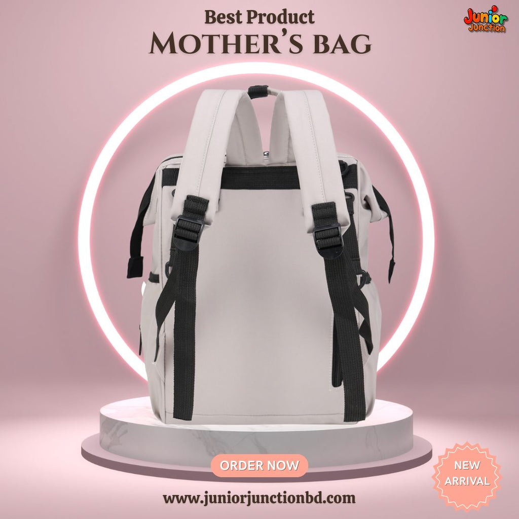🎒 Premium Multi-Functional Mother’s Backpack – Sleek Off-White Ivory Edition
