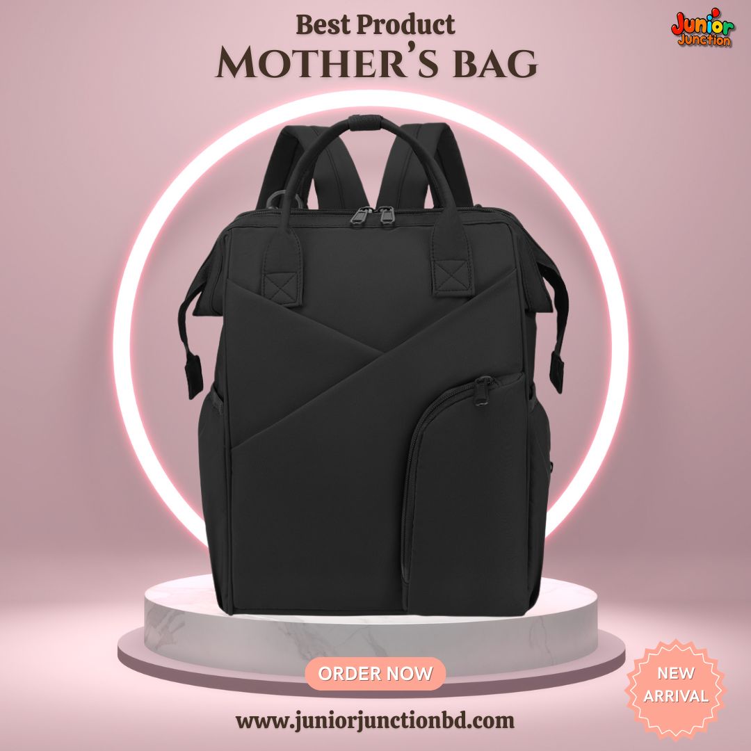 🎒 Premium Multi-Functional Mother’s Backpack – Sleek Charcoal Black Edition