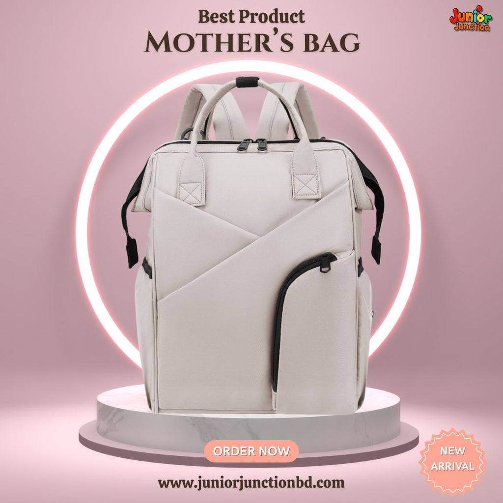 🎒 Premium Multi-Functional Mother’s Backpack – Sleek Off-White Ivory Edition