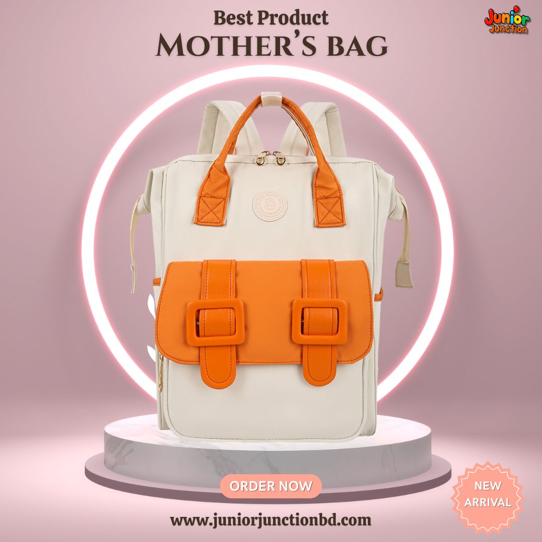 Urban-Mom Multi-Function Backpack – Pastel Cream & Vibrant Orange