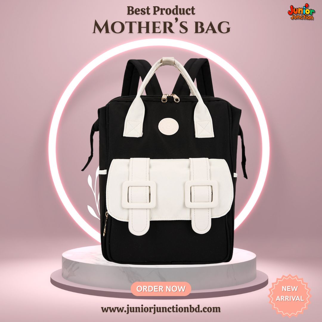 Urban-Mom Multi-Function Backpack – Classic Black & Cream Contrast