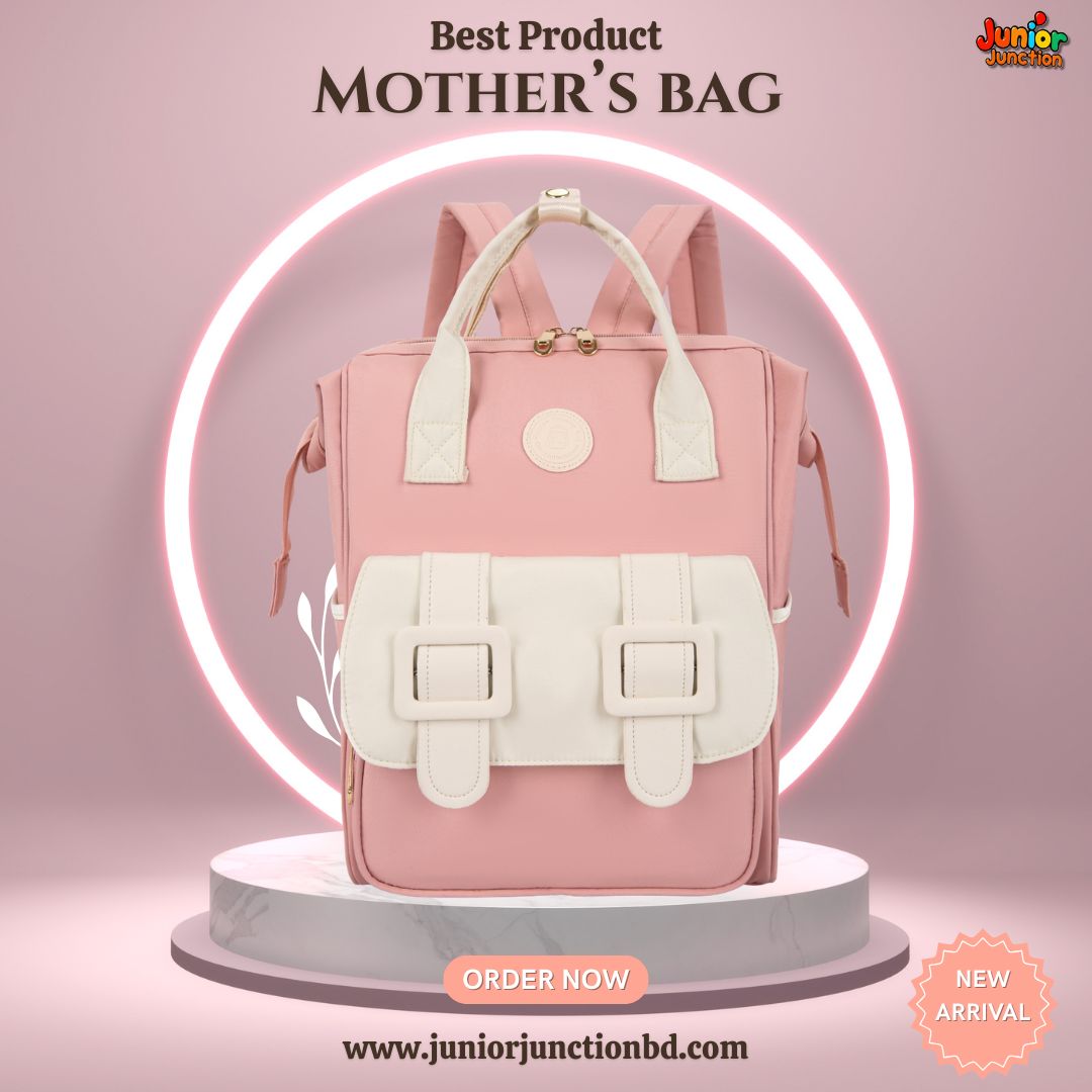 🌟 Urban-Mom Multi-Function Backpack – Pastel Pink & Cream Edition