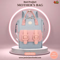 🌟 Urban-Mom Multi-Function Backpack – Soft Grey & Pastel Pink