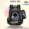 Rhythm Beats Animated Music School Bag (Midnight Black) 🎒🎧✨ (40cm)