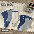 💙 Classic Blue & Floral Frill 5-Pair Premium Sock Set