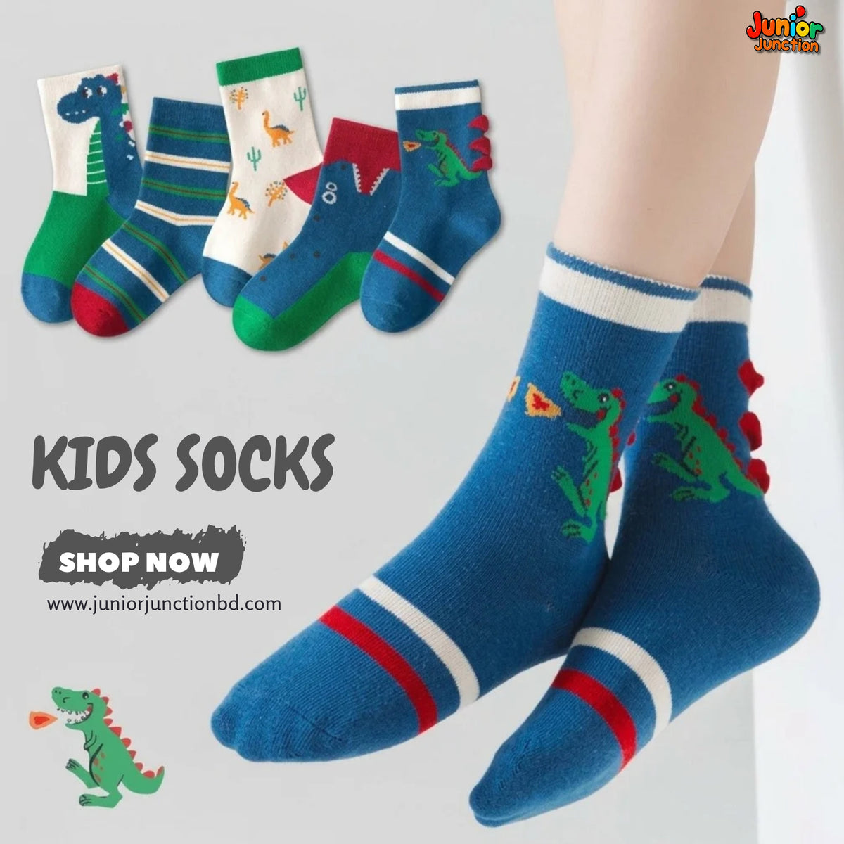 🦖 Dino World Adventure 5-Pair Premium Sock Set