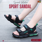 👡 Kids Horizon Max Sport Sandals – Stealth Black & Emerald Green