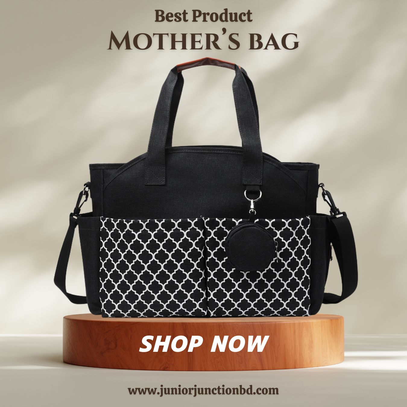 🌟 Ultimate-Mom Multi-Function Travel Bag – Classic Jet Black Edition